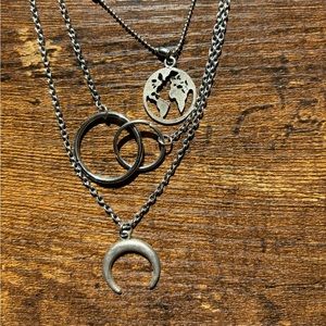 Lexi Hidalgo world necklace stack in silver